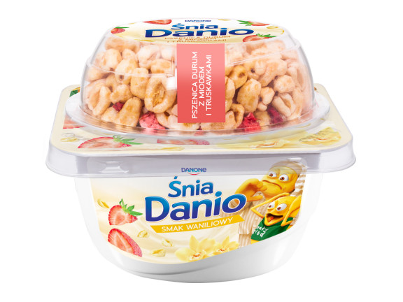 Opakowanie serka Danio z dodatkiem mieszanki zbóż i owoców