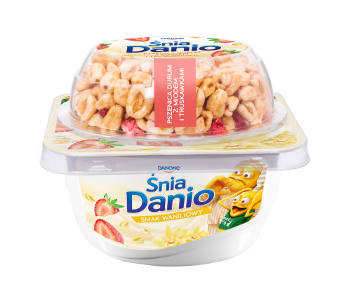 Opakowanie serka Danio z dodatkiem mieszanki zbóż i owoców
